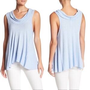 Free People We the Free Swing It S Cowl Neck Waffle Knit Tunic Tank Raw Hem Boho